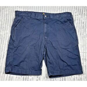Carhartt Rugged Flex Relaxed Fit Canvas Work Shorts Mens 40 Navy Stretch *Flaw‎